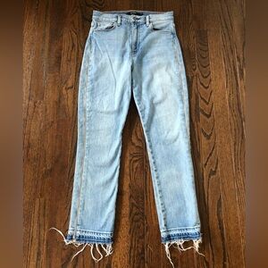 Hudson Women's 27 Holly Straight High-Rise Side-Released Zipper Raw Hem Jeans